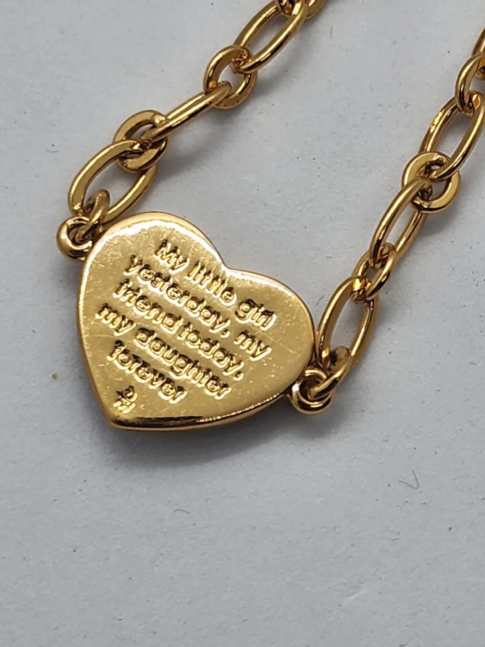 Danbury Mint My Daughter Forever Gold Plated Heart Charm Link Bracelet